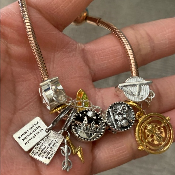 Pandora 14k Rose Gold-plated Moments Snake Bracelet w/ NEW Harry Potter Charm - Picture 7 of 14